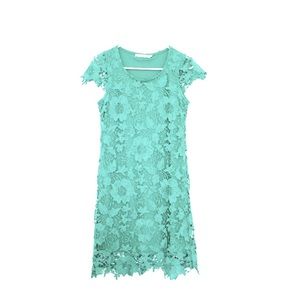 Turquoise floral lace summer dress